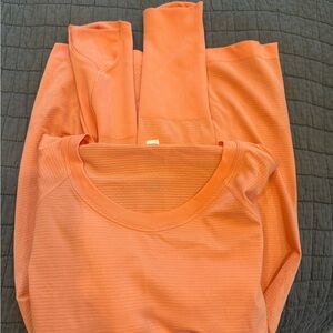 Orange Ribbed Long Sleeve Top